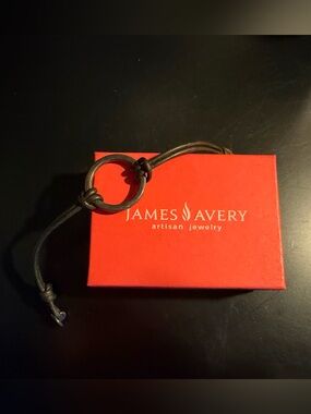 James Avery Brown/Green Leather Bracelet with Bronze Ring Accent